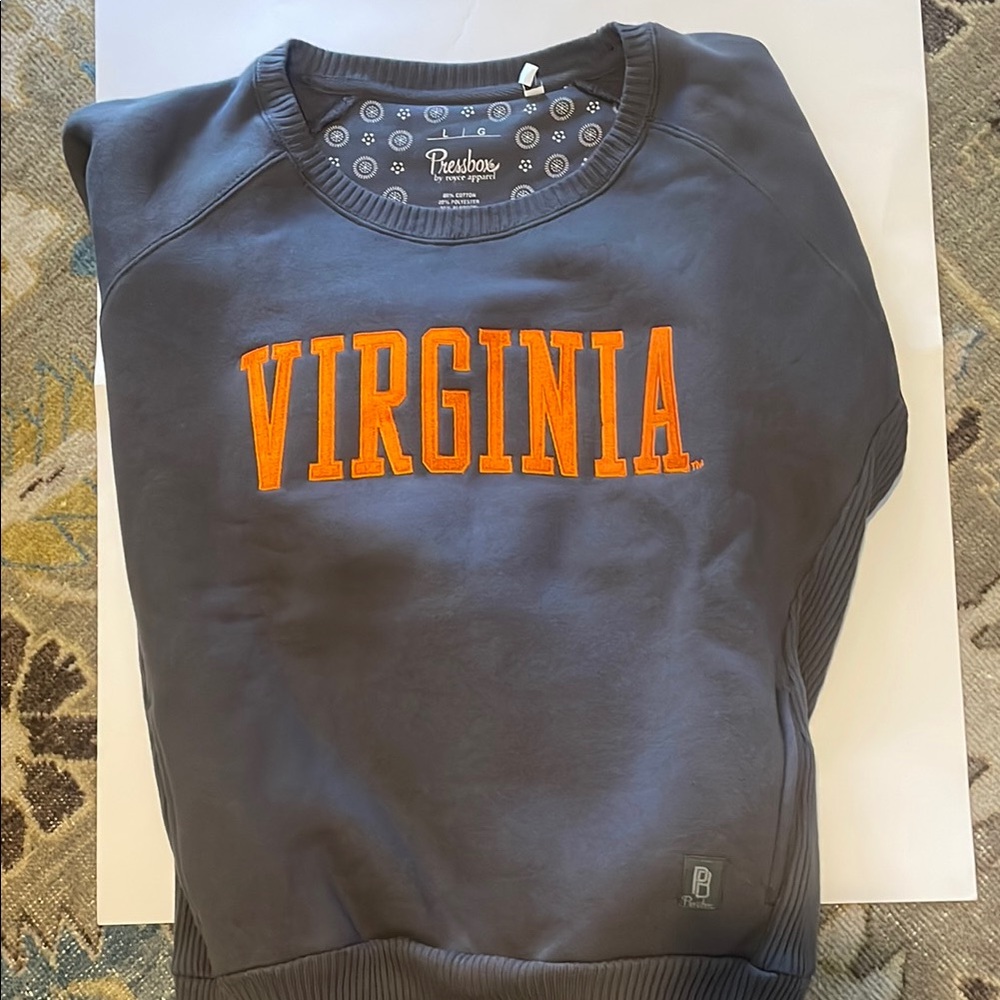 Pressbox Gray and Orange Crewneck Sweater Virginia